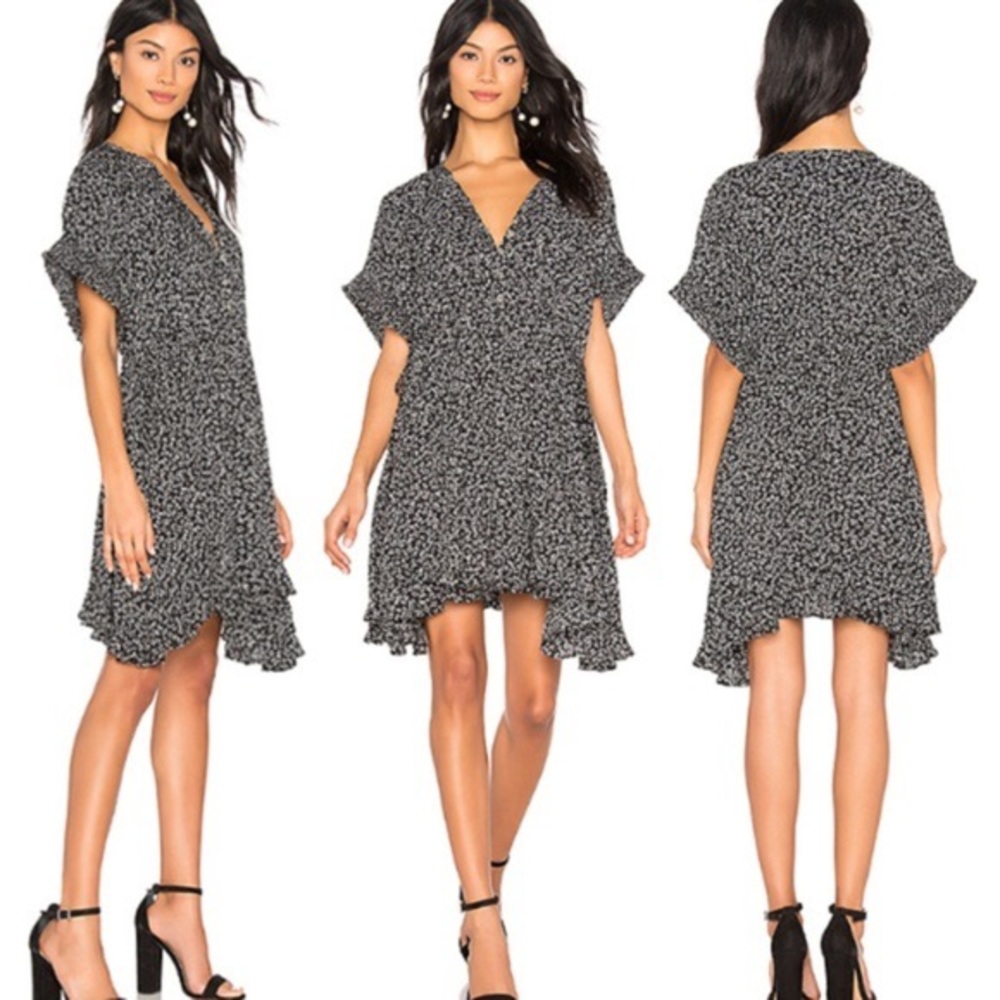 FREE PEOPLE ONE FINE DAY MINI DRESS BLACK FLORAL